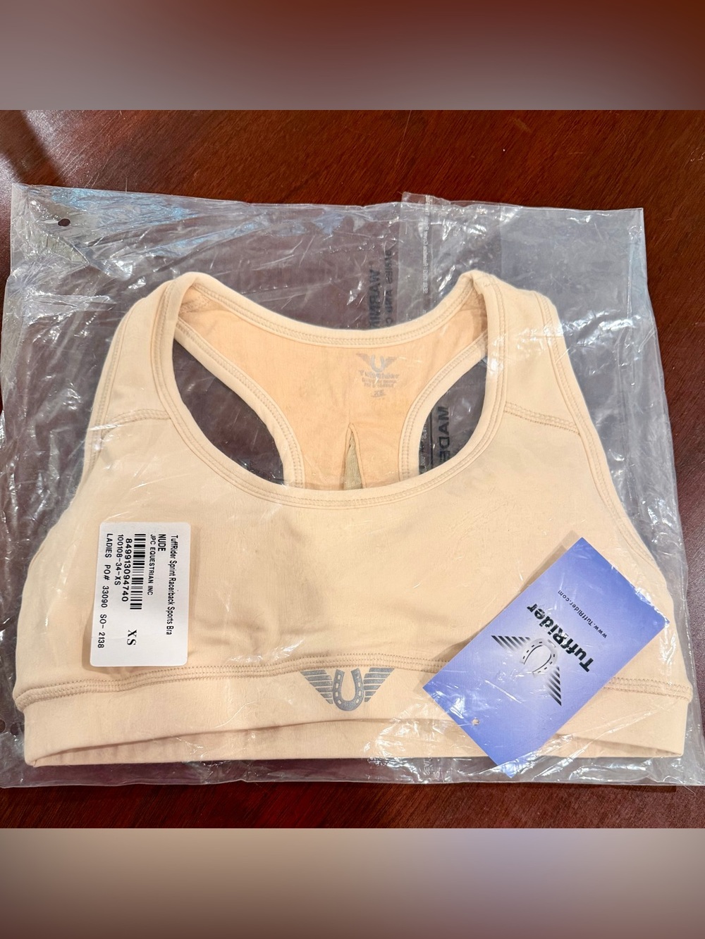 TuffRider Sprint Racerback Sports Bra Nude XS New in Package Equestrian